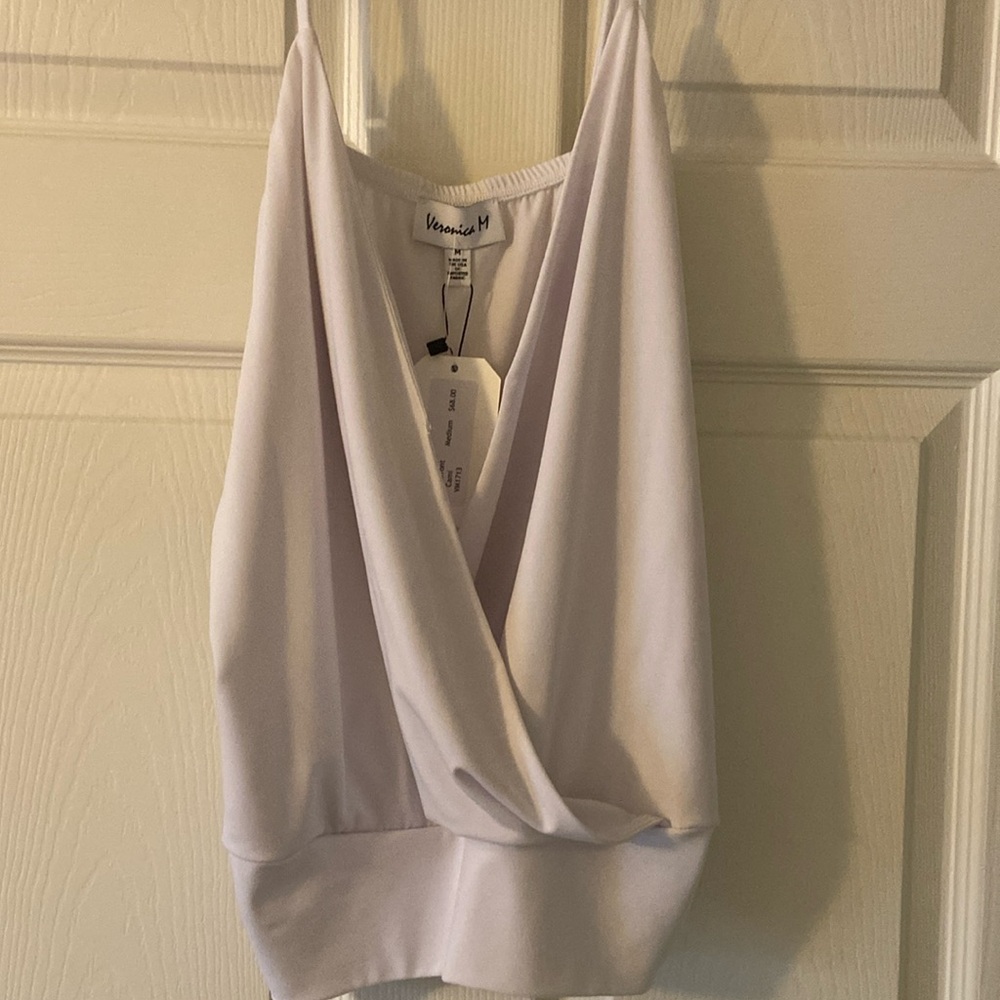 Solid cross front white Cami by Veronica M great staple